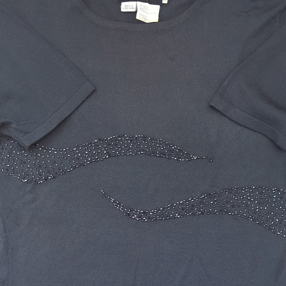 🔥FINAL SALES !!!!! 🔥. Dark Grey Short Sleeve Embellished Top Size S